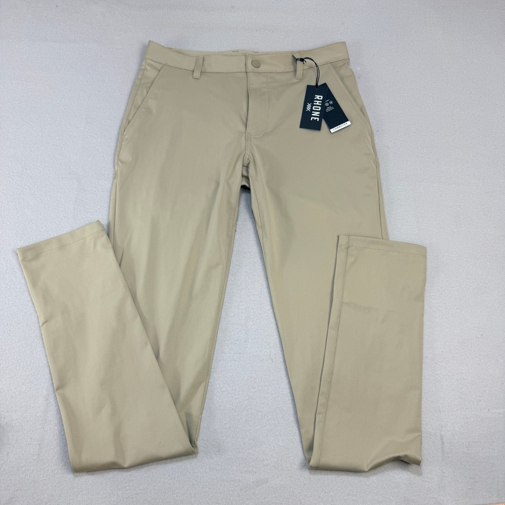 Rhone Commuter Pants Skinny 30x36 Khaki Tan Flex-Knit Performance Chino Casual